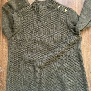 Talbots Green Knit Sweater with Button Accents